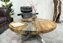 Couchtisch rund „Eternia“ aus massivem Holz Couchtisch rund