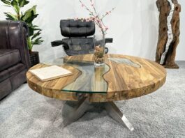 Couchtisch rund „Eternia“ aus massivem Holz Couchtisch rund