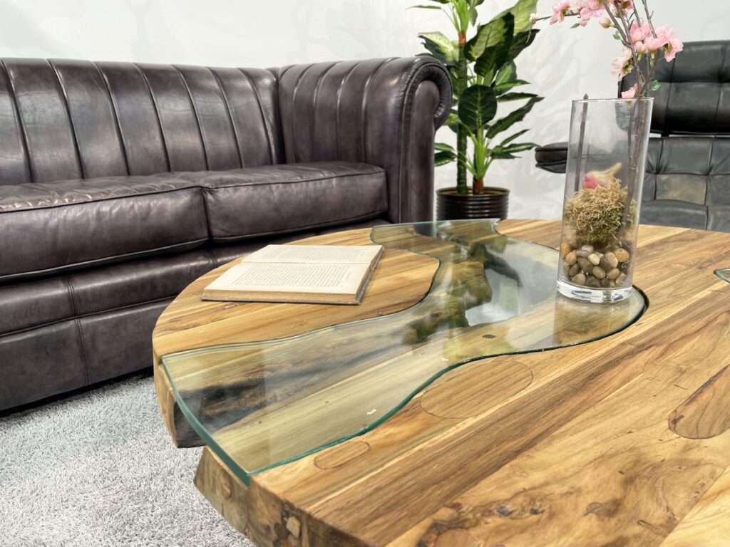 Couchtisch rund mit Glas