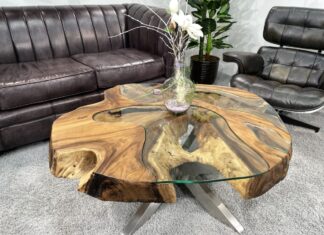 Couchtische aus Baumscheiben in großer Auswahl Beeindruckende Couchtische aus Baumscheiben