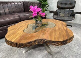 Runder Unikat Couchtisch aus Holz Runder Unikat Couchtisch aus Holz