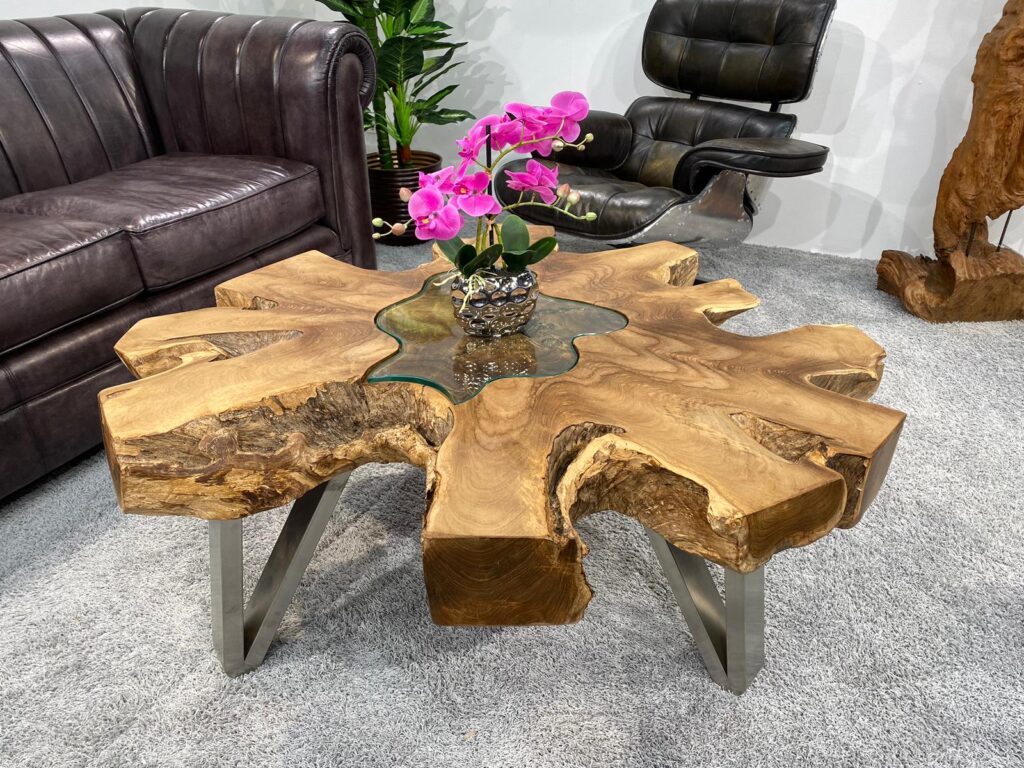 Wohnzimmertisch rund aus Holz "Sunrise" 100 cm Kleine runde Couchtische aus Holz
