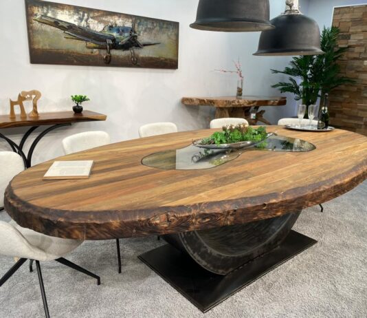 Table à manger en bois massif 280 x 140 cm „ Sky Island “ Table à manger en bois massif 280x140cm Sky Island