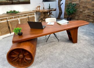 Schreibtisch aus Holzkunst Schreibtisch Aviator Einzelstück