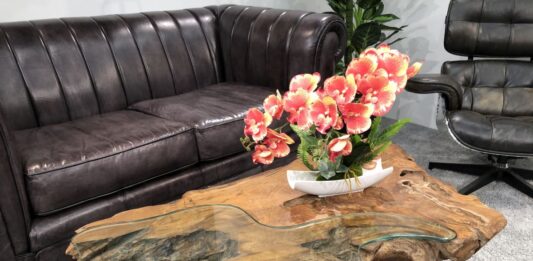 Mesa de centro moderna con inserto de vidrio LAKESIDE Publicación mesa de café moderna con inserto de vidrio Lakeside