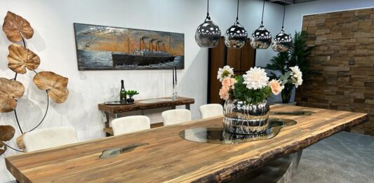 Eettafel van massief hout „Deep Island“ 350 x 120 Bijdrage Eettafel van massief hout Deep Island 350 x 120 cm