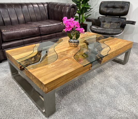 Niedriger Wohnzimmertisch „Wild Landscape“ Beitrag Wohnzimmertisch aus recyceltem Holz Wild Landscape