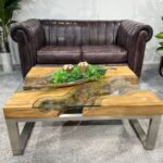 Designtisch mit Glaseinlage aus Holz Wild Landscape