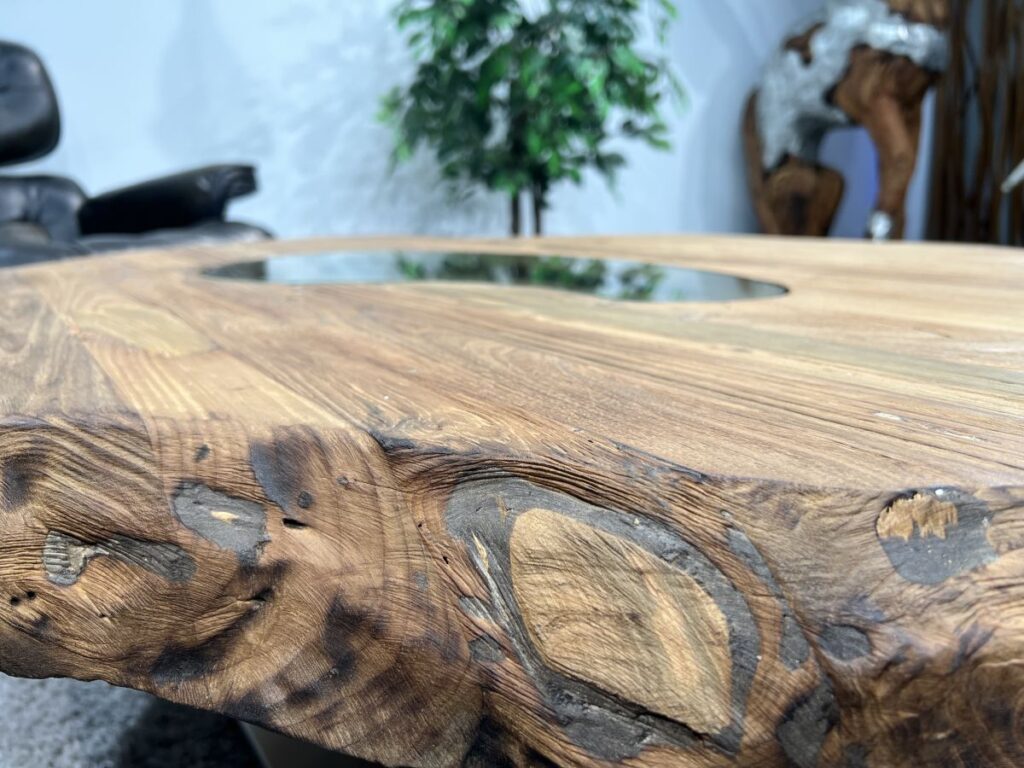 Moderner Couchtisch aus Massivholz Wohnzimmertisch Fusion aus Teak