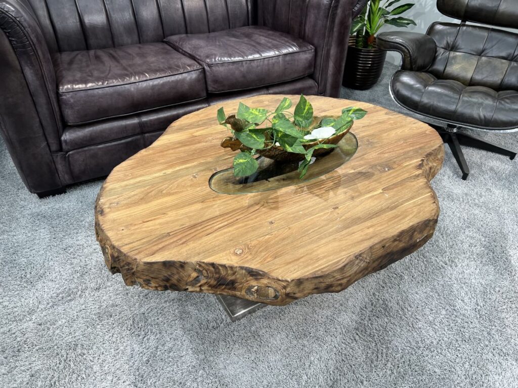 Moderner Couchtisch aus Massivholz Moderner Wohnzimmertisch Fusion Designtisch