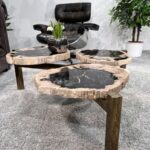 Designtisch aus versteinertem Holz