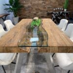 Massivholztisch mit Glaseinlage Elements