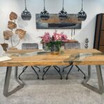 Massivholztisch mit Glaseinlage Landscape Freestyle