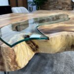 Baumscheiben Esstisch mit Glaseinlage Lakeside