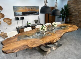 Außergewöhnlicher Holztisch aus Baumscheiben „Expression“ Beitrag Außergewöhnlicher Holztisch aus Baumscheiben