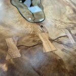 Einzigartiger Massivholztisch aus Baumscheiben Lakeside