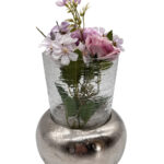 Blumenvase aus Nickel mit Glas