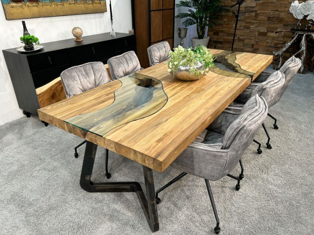 Esszimmertisch aus Teakholz 250 cm "Elements" Beitrag Eckiger Esszimmertisch aus massivem Teakholz Landscape Freestyle