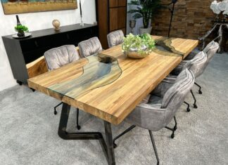 Eckiger Esszimmertisch aus massivem Teakholz „Landscape“ Beitrag Eckiger Esszimmertisch aus massivem Teakholz Landscape Freestyle