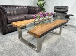 Table de salon avec bord d'arbre OLD ELEMENTS Article Table de salon unique avec bord de tronc Old Elements