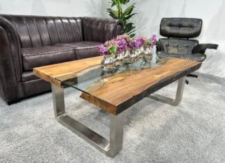 Wohnzimmertisch mit Baumkante OLD ELEMENTS Beitrag Einzigartiger Wohnzimmertisch mit Baumkante Old Elements