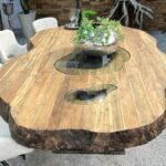 Massivholztisch Fusion aus recyceltem Holz