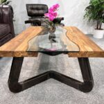 Massivholztisch mit Glaseinlage Elements Freestyle