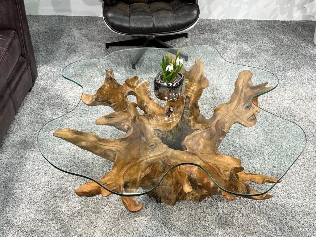 Einzigartiger Baumwurzel-Couchtisch! Designtisch Wohnzimmertisch Leaf