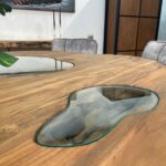 Massivholztisch mit Glaseinlagen Natural Eternia