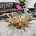 Massivholz-Couchtisch im Naturdesign Leaf