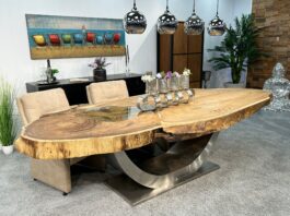 Design Esszimmertisch aus Massivholz „Expression Suar“ Design Esszimmertisch aus Massivholz Expression