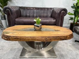 Oval living room table Fusion made of reclaimed wood Oval living room table