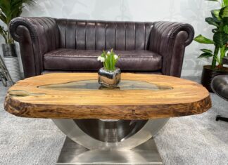 Ovaler Wohnzimmertisch Fusion aus Altholz Ovaler Wohnzimmertisch