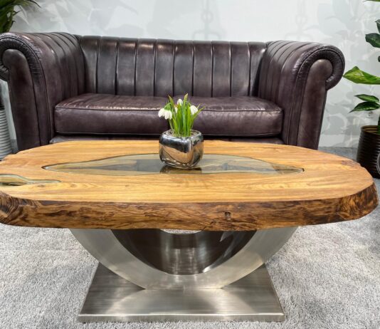 Table basse ovale Fusion en bois ancien Table de salon ovale