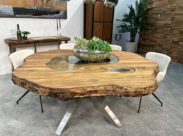 Organisch runder Esszimmertisch „Natural Eternia“ Runder Esstisch mit spektakulärem Design aus Holz