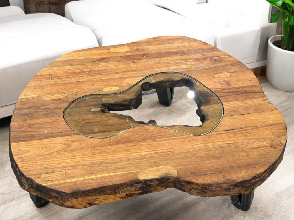 Wohnzimmertisch aus Altholz – Serie „Atoll“ Couchtisch modern im Loftstil