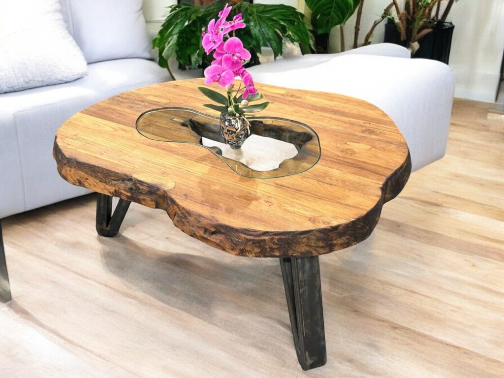 Wohnzimmertisch aus Altholz – Serie „Atoll“ Sofatisch altes Holz