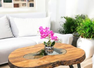 Wohnzimmertisch aus Altholz – Serie „Atoll“ Wohnzimmertisch aus Altholz Atoll