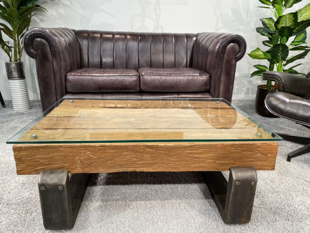 Couchtisch eckig,... hier kommt die Serie "Blocks" Holztisch Wohnzimmer Blocks mit Rohstahl