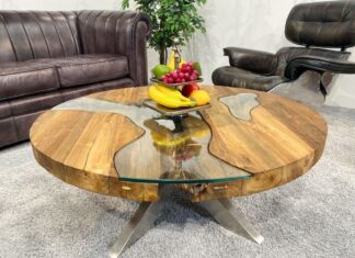 Runder Wohnzimmertisch aus Holz – „Eternia“ Runder Wohnzimmertisch Eternia