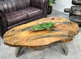Hochwertige ovale Couchtische von GERKEN Wohndesign Ovaler Couchtisch aus Holz