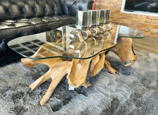 Einzigartige Wohnzimmertische aus Baumwurzeln (140 cm) Einzigartiger Baumwurzel Wohnzimmertisch