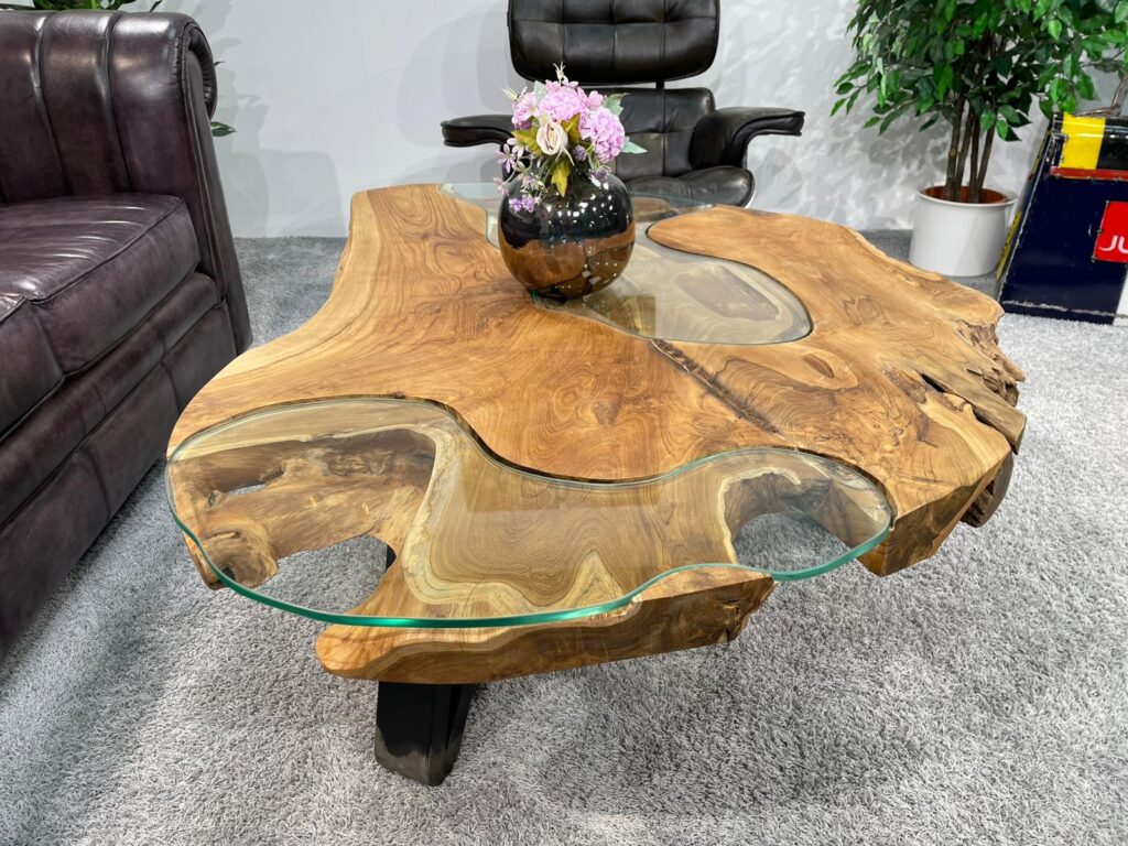 Massivholz Couchtisch flach