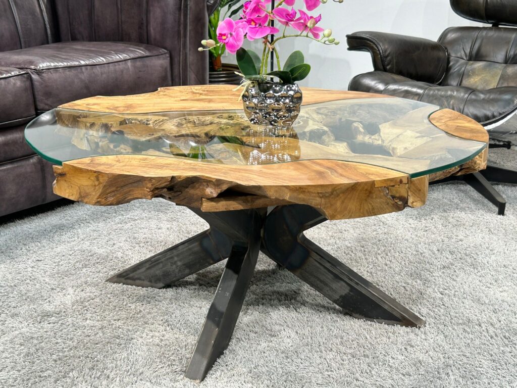 Wohnzimmertisch rund aus Holz "Sunrise" 100 cm Runder Sofatisch