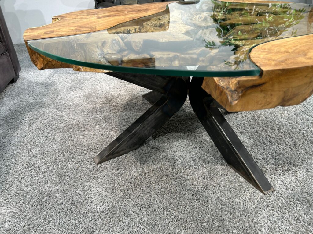Wohnzimmertisch rund aus Holz "Sunrise" 100 cm Runder Wohnzimmertisch Glas