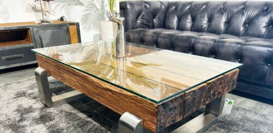 Rechteckiger Wohnzimmertisch BLOCKS aus massiven Holzbalken Wohnzimmertisch rechteckig aus Holz