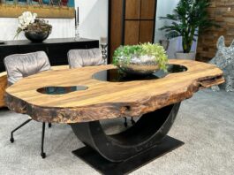 Oval dining table made of wood, 220 cm Oval dining room table Fusion