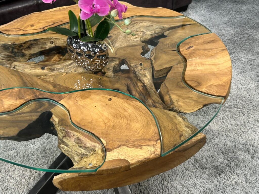 Runder Wohnzimmertisch "Sunrise", Durchm. 80 cm Runder Couchtisch im Industriedesign