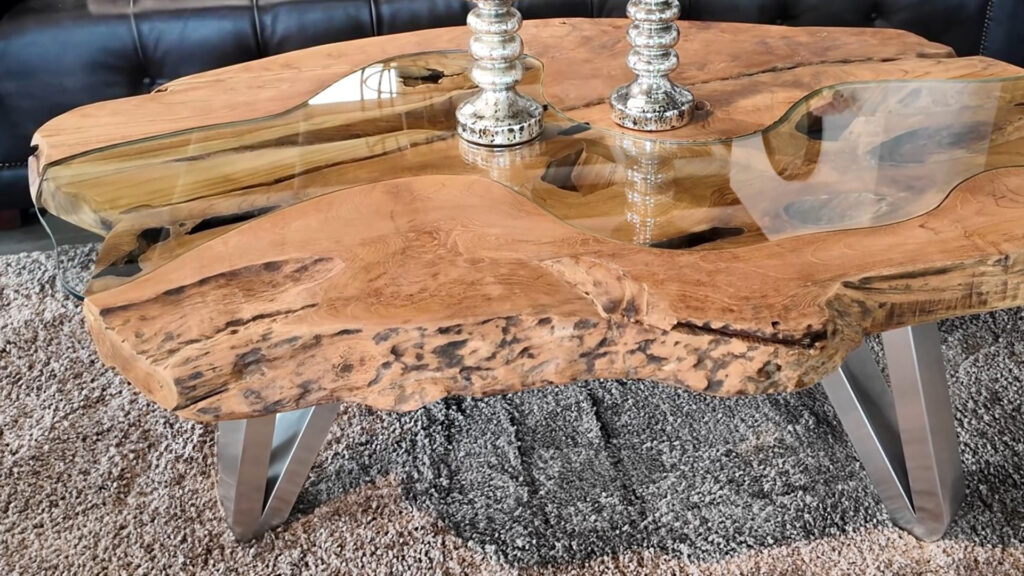 Couchtisch aus einer Baumscheibe – Ein Unikat der Serie "Lakeside" Baumkantentisch Baumscheibe Couchtisch