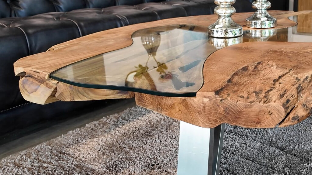 Couchtisch aus einer Baumscheibe – Ein Unikat der Serie "Lakeside" Baumstammtisch Baumscheibe Wohnzimmer